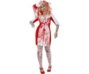 Smiffys Adult Women's Curves Zombie Nurse Costume, Dress and Headpiece, Zombie A