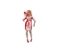 Smiffys Curves Zombie Nurse Costume, White Dress & Headpiece, Halloween Zombie Alley Fancy Dress, Zombie Dress Up Costumes