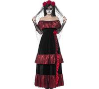 Smiffys Adult Womens Day of the Dead Bride Costume, Dress and Rose Veil, Day of