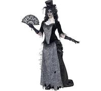 Smiffys Adult Womens Ghost Town Black Widow Costume, Top, Skirt and Hat, Ghost T