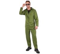 Smiffys Adults Unisex Green Boiler Suit Costume All in One Jumpsuit Halloween Fancy Dress Outfit for Men and Women, Large