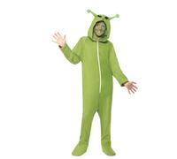 Smiffys Alien Costume, Green with Hooded Jumpsuit, Halloween Child Fancy Dress