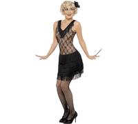 Smiffys All That Jazz Flapper Costume, Black with Dress & Hair Piece, 1920's Razzle Fancy Dress, 1920s Dress Up Costumes
