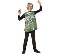 Smiffys Army Kit Tabard, Hat & Grenade, Boys Fancy Dress, Army Dress Up Accessories