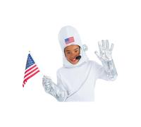 Smiffys Astronaut Kit Fabric Helmet, Gloves & Flag, Boys Fancy Dress, Child Dress Up Accessories