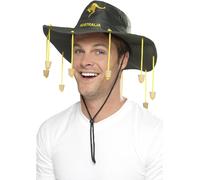 Smiffys Australian Hat, Green with Corks, Around The World Fancy Dress, Adult Dr