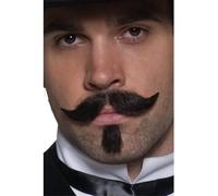 Smiffys Authentic Western Gambler Moustache, Brown Curled Tash and Small Beard, Self-Adhesive, Cowboys and Indians Fancy Dress, Western Dress Up Cosmetics & Disguises.
