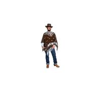 Smiffys Authentic Western Wandering Gunman Costume, Brown with Poncho, Vest with Faux Shirt and Neckscarf, Cowboys and Indians Fancy Dress, Adult