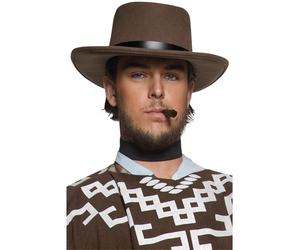 Smiffys Authentic Western Wandering Gunman Hat, Brown with Black Rim, Cowboys an