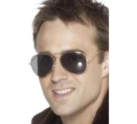 Smiffys Aviator Specs, Silver , Land, Sea and Air Forces Fancy Dress, Troops Dress Up Accessories
