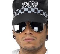Smiffys Aviator Specs, Silver Mirror, Silver & Black Silver Frame, Cops & Robbers Fancy Dress, Adult Dress Up Accessories