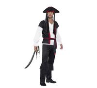 Smiffys Aye Aye Pirate Captain Costume, Black, M - Size 38 inches-40 inches