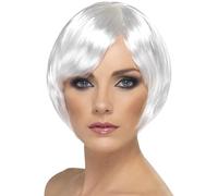 Smiffy's Babe Wig - White - wig bob short fancy dress babe ladies costume accessory white fringe blonde