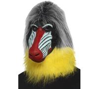 Smiffys Baboon Mask, Grey Latex, Full Overhead, Party Animals Fancy Dress, Animal Dress Up Masks