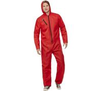 Smiffys Bank Robber Boiler Suit, Red with Zipped All in One, Cops & Robbers Fancy Dress, Adult Dress Up Costumes
