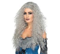 Smiffys Banshee Wig, Grey Long & Messy, Halloween Fancy Dress Accessory, Witch Dress Up Wigs