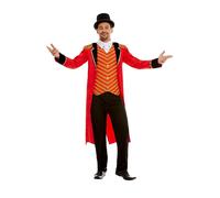 Smiffys Deluxe Ringmaster Costume, Red with Jacket, Mock Shirt & Trousers, Circus Fancy Dress, Adult Dress Up Costumes