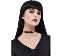 Smiffys Bat Choker with Extender Chain, Halloween Fancy Dress Accessory, Bat Dress Up Jewellery