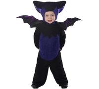 Smiffys Bat Costume Jumpsuit with Hood and Wings, Size 1-2 years