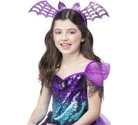 Smiffys Bat Headband, Purple Glitter, Halloween Child Fancy Dress, Bat Dress Up Hats