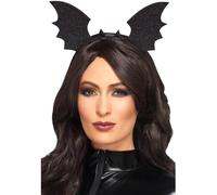 Smiffys Bat Wings Headband, Black, Halloween Fancy Dress Accessory, Bat Dress Up Hats