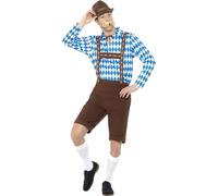 Smiffys Bavarian Beer Man Costume, Blue, Brown, M - Size 38-40