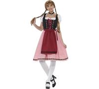 Smiffys Bavarian Tavern Maid Costume, Red & Black with Top, Dress & Apron, Oktoberfest Fancy Dress, Adult Dress Up Costumes