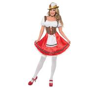 Smiffys Bavarian Wench Costume, L - UK Size 16-18, White & Red