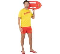 Smiffys Baywatch Instant Kit T-Shirt & Inflatable Float, Officially Licensed Baywatch Fancy Dress, Adult Dress Up Accessories