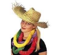 Smiffys Beachcomber Hawaiian Straw Hat, Straw , Hawaiian Luau Fancy Dress, Adult Dress Up Hats, Beige