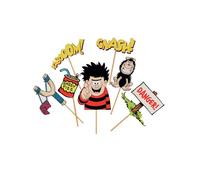 Smiffys Beano Tableware Party Photo Props x7 for Kids, Multi-Coloured Official Beano Licensed Partyware, Variety of Props for Playful Photos, Ideal for Themed Birthday Parties and Events