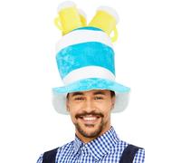 Smiffys Beer Festival Beer Hat, Blue with 3 Beers, Oktoberfest Fancy Dress, Oktoberfest Dress Up Hats