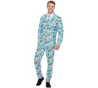 Smiffys Beer Festival Suit, Blue with Jacket, Trousers & Tie, Stand Out Suits Fancy Dress, Adult Dress Up Costumes