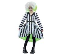 Smiffys Beetlejuice Child Costume, Striped Dress, Official Warner Bros Halloween Fancy Dress, Black & White Classic Outfit, Kids Movie Character Costume, Age 7-9