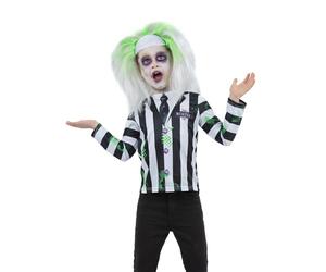 Smiffys Beetlejuice Kids Top, Official Licensed Beetlejuice Costume Shirt for Children, Black & White Striped Halloween Fancy Dress Outfit, Boys & Girls Movie Character, Trick or Treat