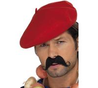 Smiffys Beret, Red, Around The World Fancy Dress, Adult Dress Up Hats Halloween (Pack of 2)