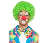 Smiffys Big Top Clown Bowtie, Neon with Spots & Stripes, Circus Fancy Dress, Clown Dress Up Accessories