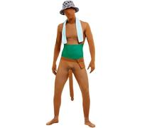Smiffys Big Willy Man Costume, with All In One, Hat, Scarf & Bag, Funny Fancy Dress, Adult Dress Up Costumes