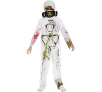 Smiffys Biohazard Suit Costume, White with All In One & Gas Mask, Halloween Child Fancy Dress, Zombie Dress Up Costumes