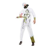 Smiffys Biohazard Suit, White with Hooded Jumpsuit & Mask, Halloween Adult Fancy Dress, Halloween Dress Up Costumes