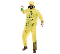Smiffys Biohazard Suit, Yellow with Hooded Jumpsuit & Mask, Halloween Adult Fancy Dress, Halloween Dress Up Costumes