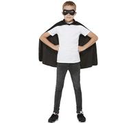 Smiffys Black Cape with Eyemask, Boys Fancy Dress, Storybook Character Dress Up Accessories