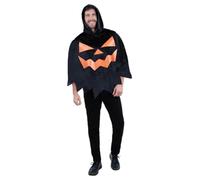 Smiffys Black Pumpkin Poncho, Unisex Halloween Adult Fancy Dress, One Size