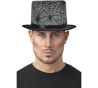 Smiffys Black Silver Sparkle Spiderweb Top Hat Halloween Steampunk Horror Party