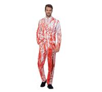 Smiffys Blood Drip Suit, Red with Jacket, Trousers & Tie, Stand Out Suits Fancy Dress, Serial Killer Dress Up Costumes