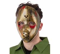 Smiffys Bloody Metallic Hockey Mask on Elastic Horror Fancy Dress Accessory Gold Finish Scary Halloween Costume Mask for Adults