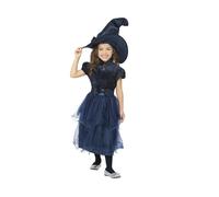 Smiffys Deluxe Midnight Witch Costume, Blue with Dress & Hat, Halloween Child Fancy Dress, Witch Dress Up Costumes