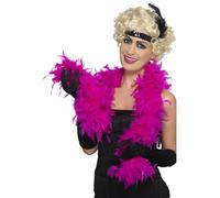 Smiffys Boa, 50g, Fuchsia Feather, 150cm, 1920's Razzle Fancy Dress, 1920s Dress Up Accessories