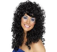 Smiffys Boogie Babe Wig - Black(Size: US One Size)