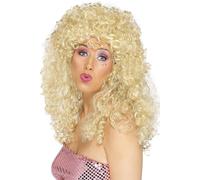 Smiffys Boogie Babe Wig, Blonde Long, Curly, 1980's Fancy Dress, Adult Dress Up Wigs Halloween